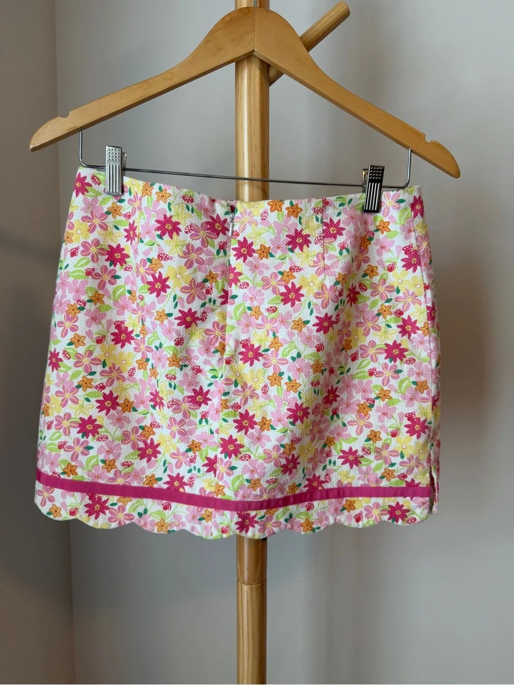 Vntg White Label Lilly Pulitzer Floral Mini Skirt Scallop Edge Skort Size 4